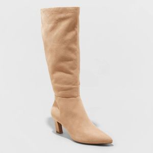 a new day Tall Pointed-Toe Suede Boots in Beige